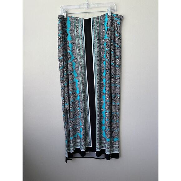 Catherines Maxi Skirt Womens Size 14/16 Black Pull On Boho Stretch Side Slits - Picture 3 of 9